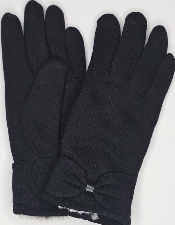 0953-2 жіночі рукавички з бавовняної тканини на під кролику