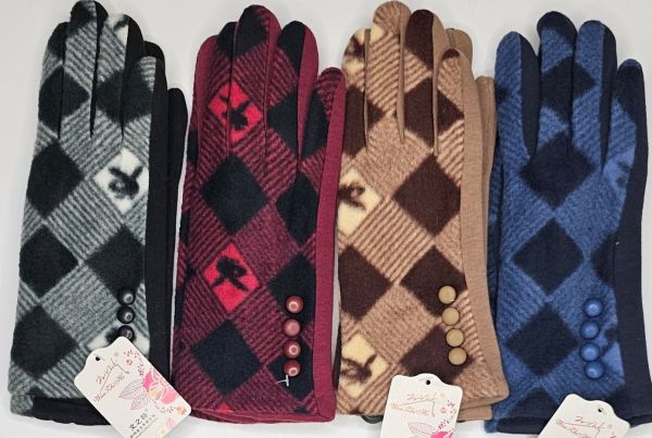 114 жіночі рукавички з бавовняної тканини на плюші