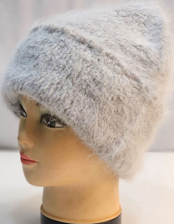 YM 24036 молодіжна ангорова шапка "тедді" з подвійної в'язки