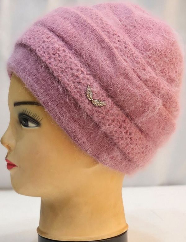 7-24 21-А1 жіноча ангорова шапка з подвійної в'язки