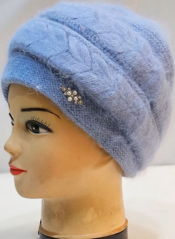 24-682JX-300жіноча ангорова шапка з подвійної в'язки прикрашена люрексом